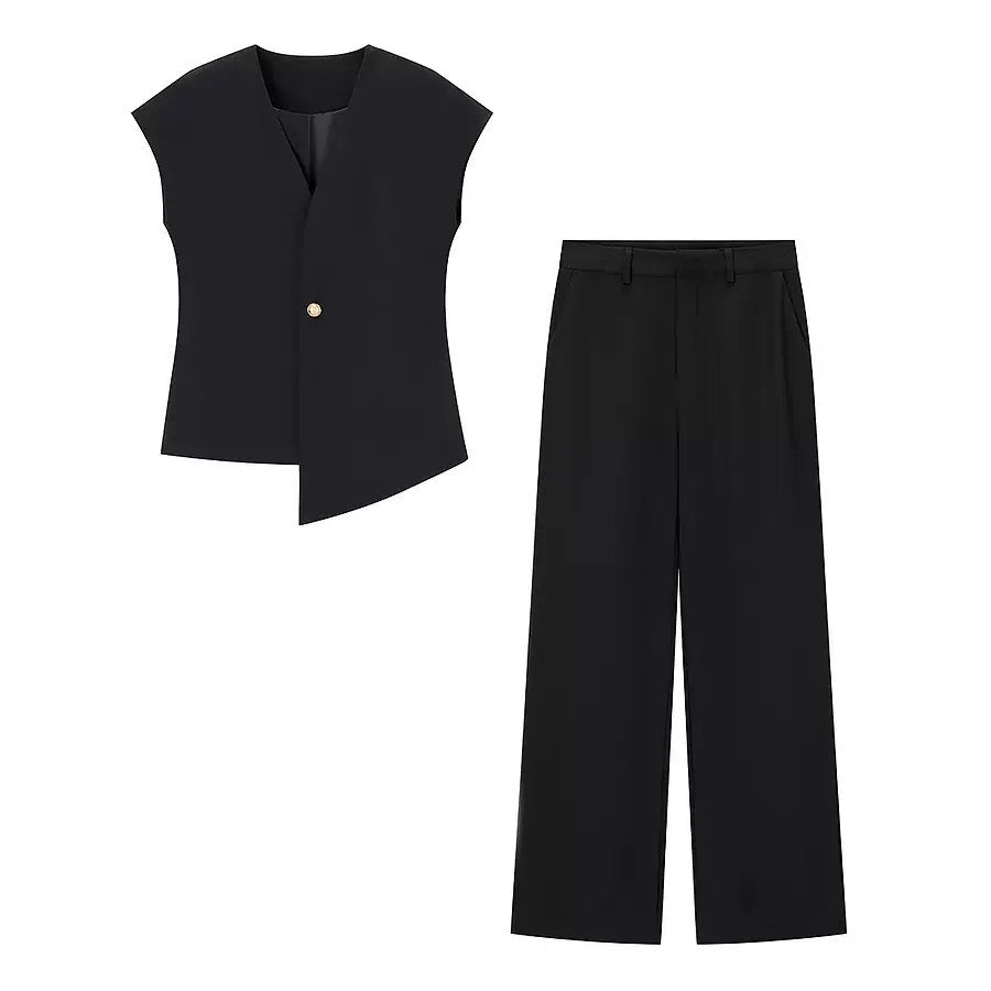 Set aus Geknöpftem Top und Hose