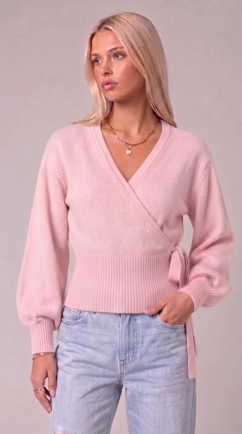 WICKELBLUSE MIT BALLONÄRMELN