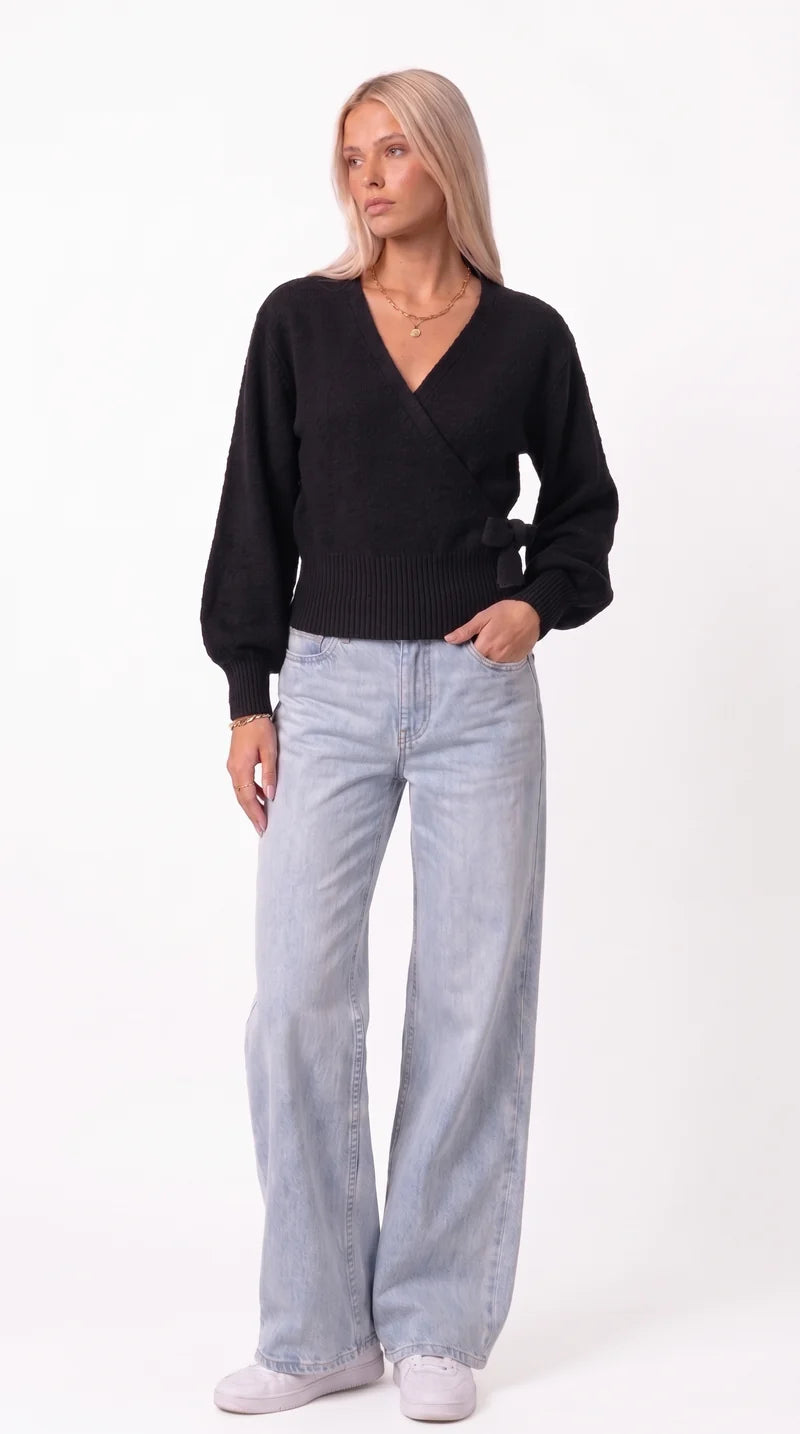 WICKELBLUSE MIT BALLONÄRMELN