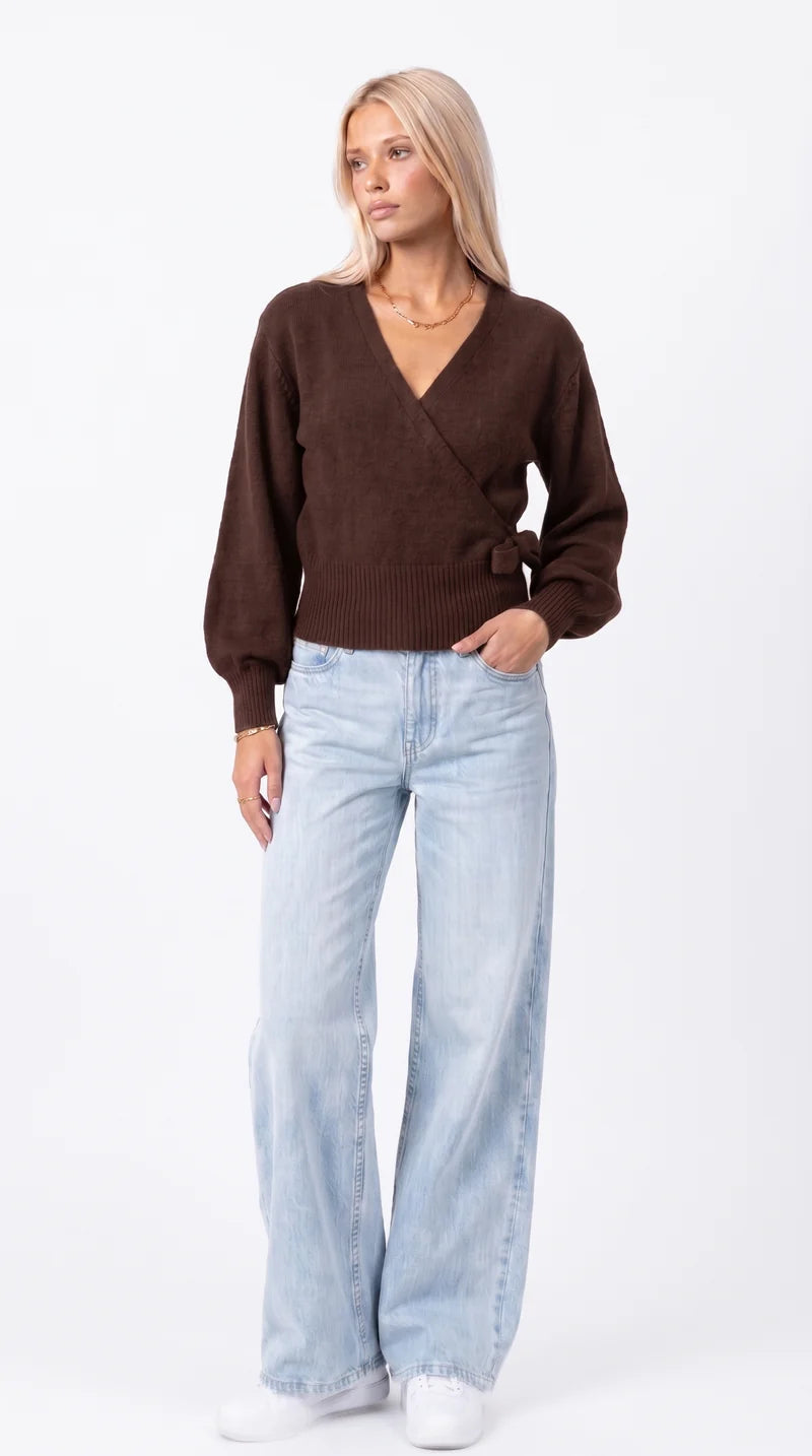 WICKELBLUSE MIT BALLONÄRMELN