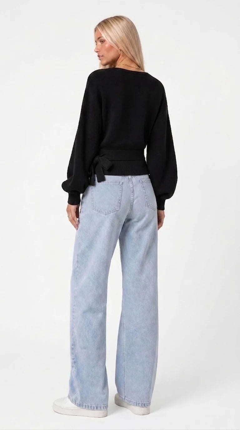 WICKELBLUSE MIT BALLONÄRMELN
