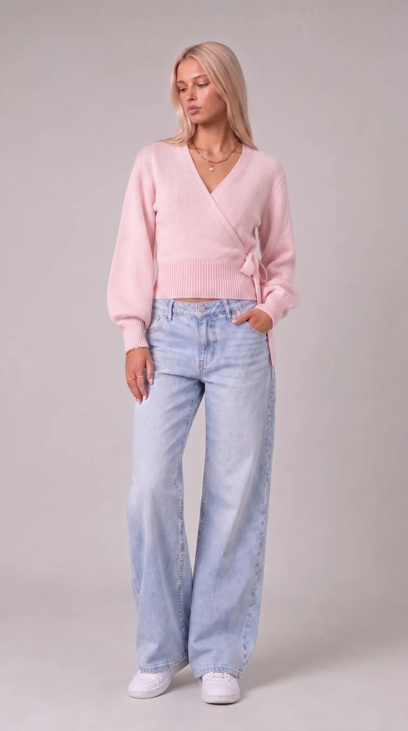 WICKELBLUSE MIT BALLONÄRMELN