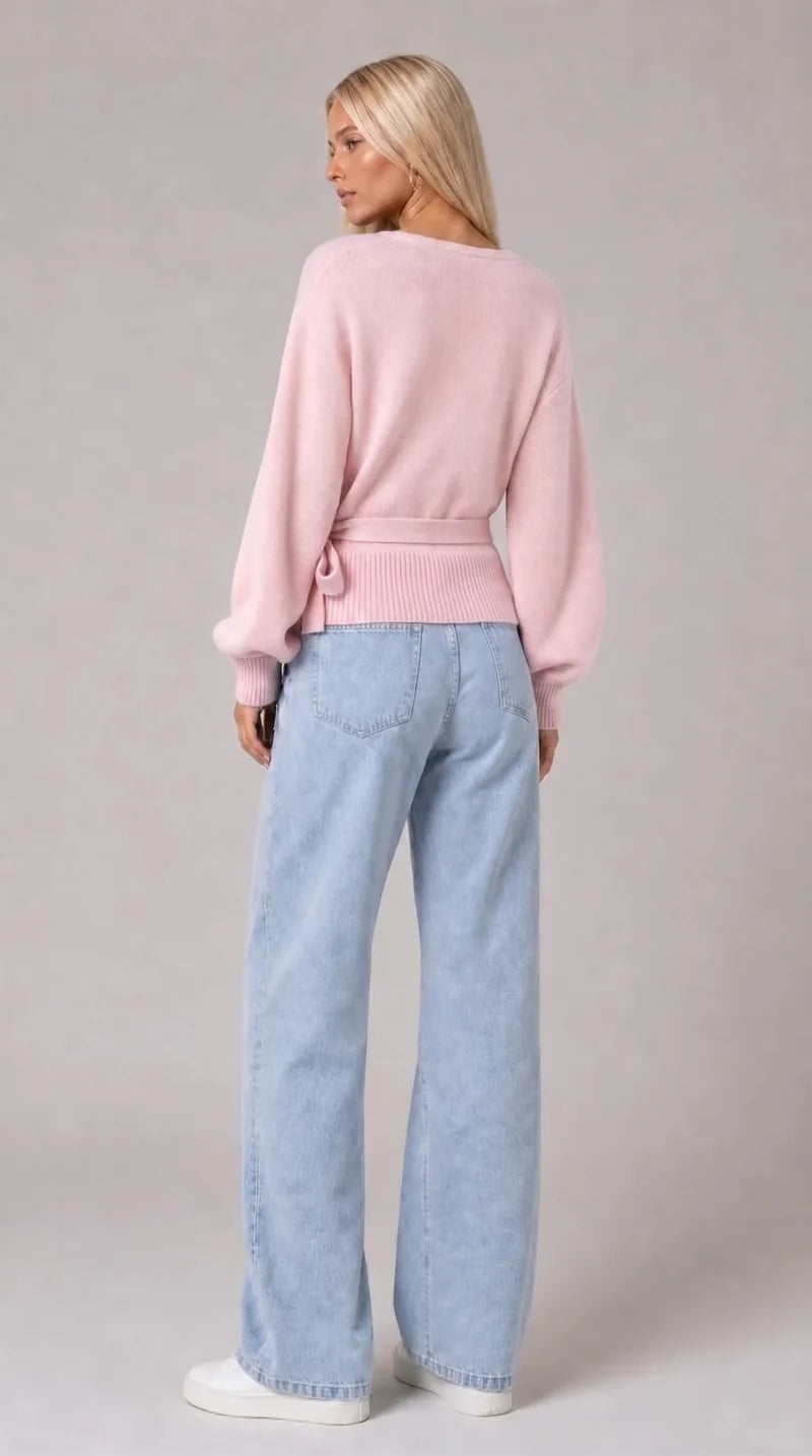 WICKELBLUSE MIT BALLONÄRMELN