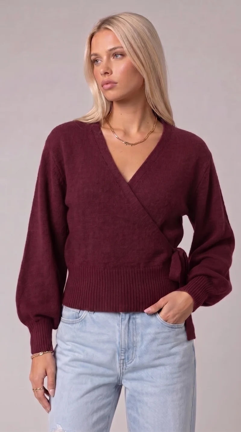 WICKELBLUSE MIT BALLONÄRMELN