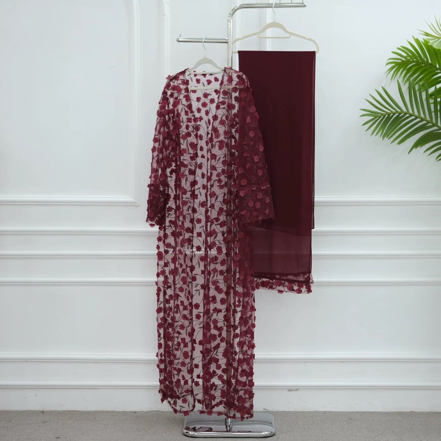 Abaya mit Kimono im Blumenmuster
