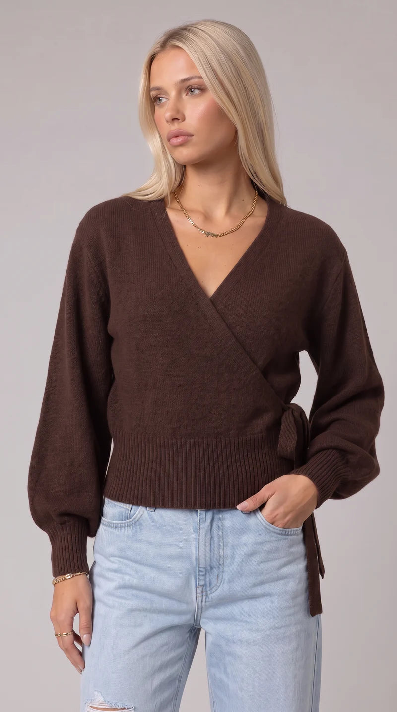 WICKELBLUSE MIT BALLONÄRMELN