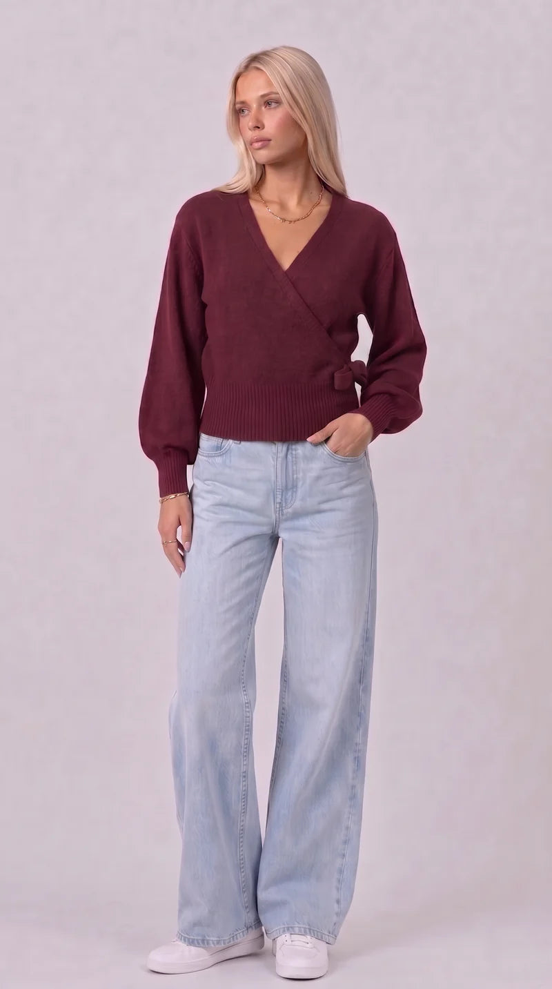 WICKELBLUSE MIT BALLONÄRMELN